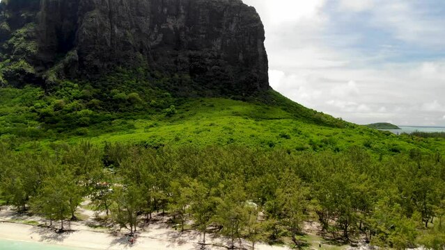 Aerial view on Le Morne mountain in Mauritius
