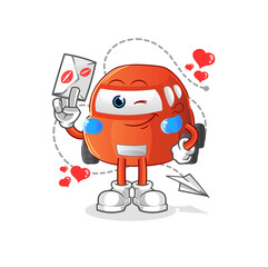 car hold love letter illustration. character vector