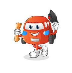 car graduation vector. cartoon character