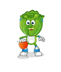 cabbage head cartoon dribble basketball character. cartoon vector