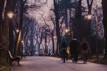 Obraz premium Evening landscape in park Kalemegdan in Belgrade, Serbia.