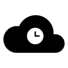 Cloud Data Clock Flat Icon Isolated On White Background