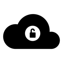 Cloud Data Unlock Flat Icon Isolated On White Background