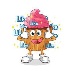 cupcake give lots of likes. cartoon vector