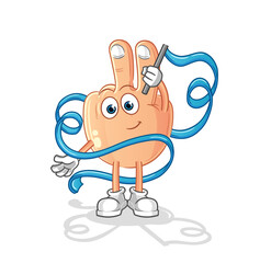 peace finger head cartoon Rhythmic Gymnastics mascot. cartoon vector