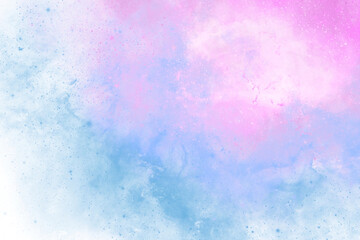 Cosmic abstract pink-blue on white background imitating coloured dust, splashes of paint