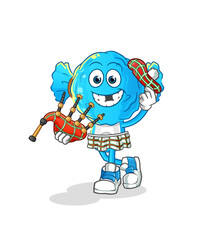 candy head cartoon scottish with bagpipes vector. cartoon character