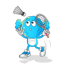 Obraz premium candy head cartoon smash at badminton. cartoon mascot vector