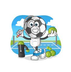 football head cartoon plays tennis illustration. character vector