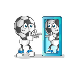 football head cartoon looking into mirror. cartoon mascot vector