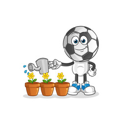 football head cartoon watering the flowers mascot. cartoon vector