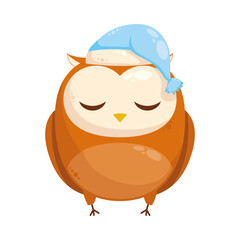 owl sleeping with sleepcap