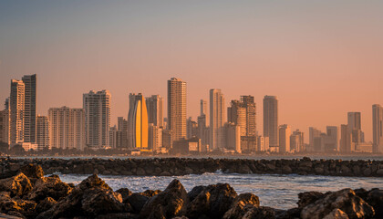 Edificios, atardecer en Bocagrande - Cartagena, Colombia