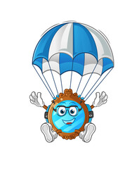 mirror skydiving character. cartoon mascot vector