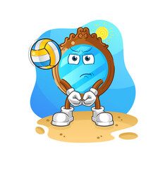 mirror play volleyball mascot. cartoon vector