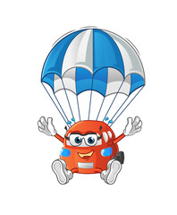 car skydiving character. cartoon mascot vector