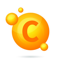 Vitamin C icon. Pill capsule vector illustration on white isolated background. Drug business concept.