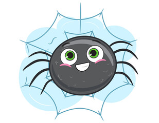 Cartoon vector illustration for children, Spider and web