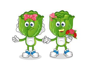 cabbage head cartoon wedding. cartoon mascot vector