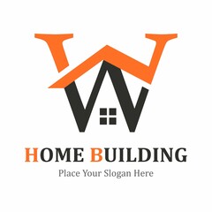 Letter W  abstract with house vector logo template. Suitable for business, web design and architecture
