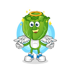 cabbage head cartoon angel with wings vector. cartoon character