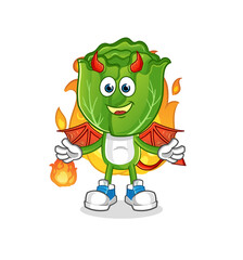 cabbage head cartoon demon with wings character. cartoon vector