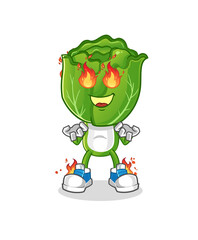 cabbage head cartoon on fire mascot. cartoon vector