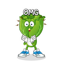 cabbage head cartoon Oh my God vector. cartoon character