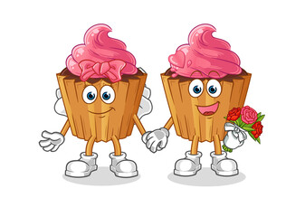cupcake wedding cartoon. cartoon mascot vector