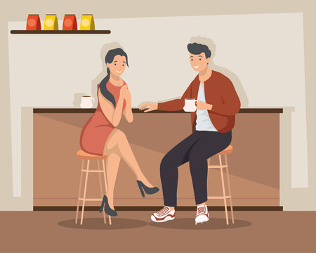 young couple in coffee shop