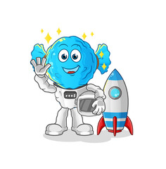 candy head cartoon astronaut waving character. cartoon vector