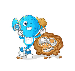 candy head cartoon archaeologists with fossils mascot. cartoon vector