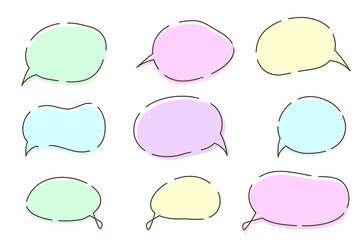 Simple colorful hand-painted speech bubble set