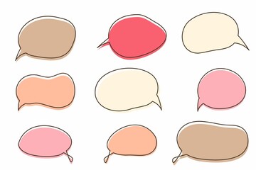 Simple colorful hand-painted speech bubble set