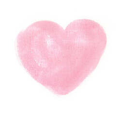 Obraz na płótnie Canvas Pink watercolor heart on a white background. Delicate, pastel color.