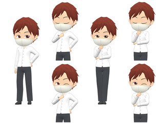 [Pose A] Man shirts Medium hair front