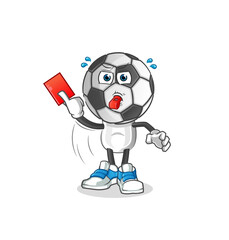 football head cartoon referee with red card illustration. character vector