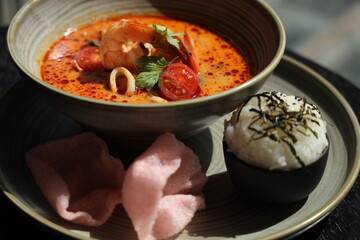 spicy tom yam with rice