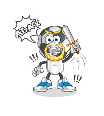 football head cartoon knights attack with sword. cartoon vector