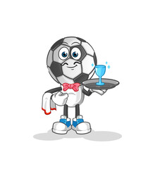 football head cartoon waiter. cartoon mascot vector
