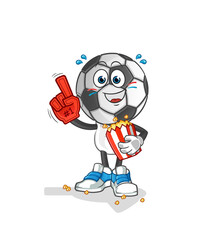 football head cartoon fan with popcorn illustration. character vector