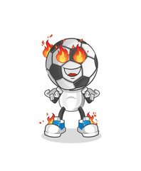 football head cartoon on fire mascot. cartoon vector