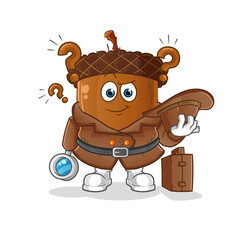 acorn head cartoon detective vector. cartoon character