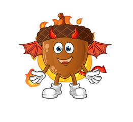 Fototapeta premium acorn head cartoon demon with wings character. cartoon vector