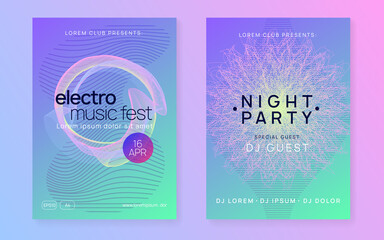 Gradient party flyer. Electro dance music. Electronic trance sound. Club dj poster. Techno event.