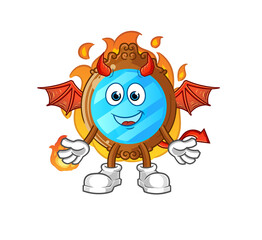 mirror demon with wings character. cartoon mascot vector