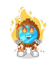mirror on fire mascot. cartoon vector