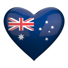 Heart shaped Australian flag isolated on white background