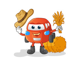 car farmer mascot. cartoon vector