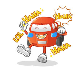 car Laugh Out Loud character. cartoon mascot vector